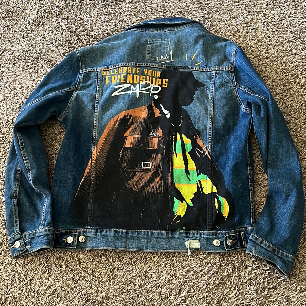 Zara printed   denim jacket men size M